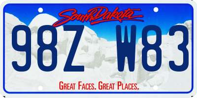 SD license plate 98ZW83