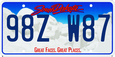 SD license plate 98ZW87