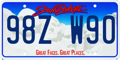 SD license plate 98ZW90