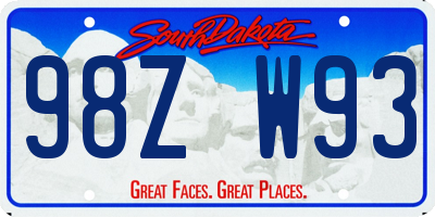SD license plate 98ZW93