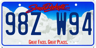 SD license plate 98ZW94