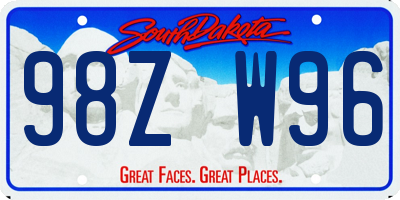 SD license plate 98ZW96