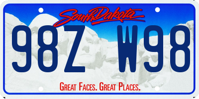 SD license plate 98ZW98