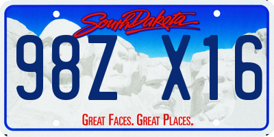 SD license plate 98ZX16