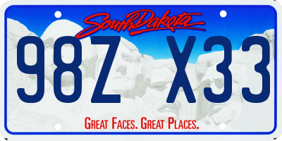 SD license plate 98ZX33