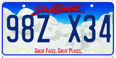 SD license plate 98ZX34