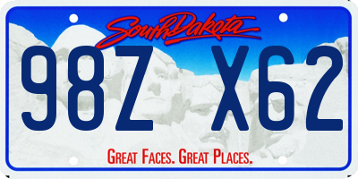 SD license plate 98ZX62