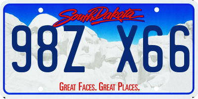 SD license plate 98ZX66