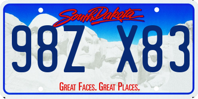 SD license plate 98ZX83