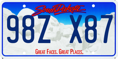 SD license plate 98ZX87