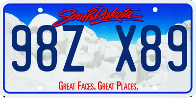 SD license plate 98ZX89