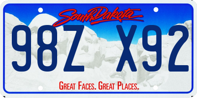 SD license plate 98ZX92