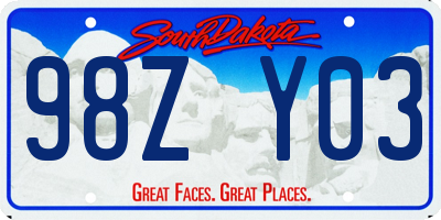 SD license plate 98ZY03