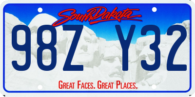 SD license plate 98ZY32