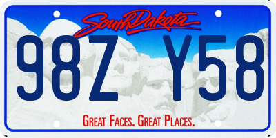 SD license plate 98ZY58
