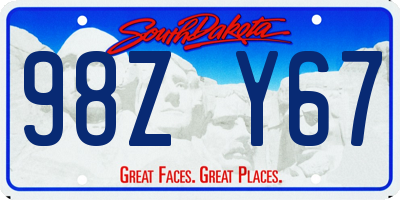 SD license plate 98ZY67