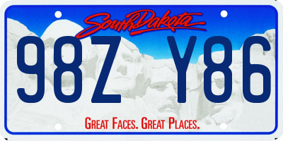 SD license plate 98ZY86
