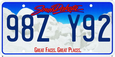 SD license plate 98ZY92
