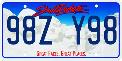 SD license plate 98ZY98