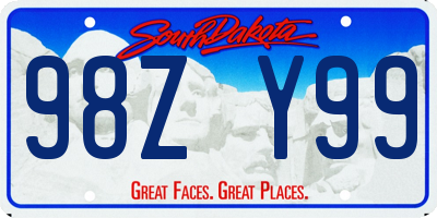 SD license plate 98ZY99