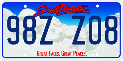 SD license plate 98ZZ08