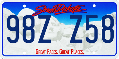 SD license plate 98ZZ58