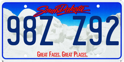 SD license plate 98ZZ92