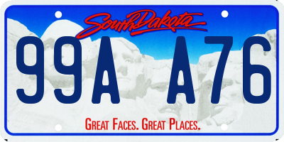 SD license plate 99AA76