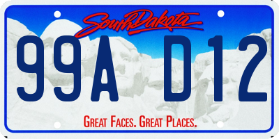 SD license plate 99AD12