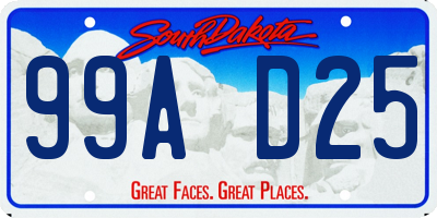 SD license plate 99AD25