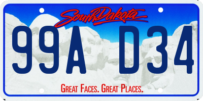 SD license plate 99AD34