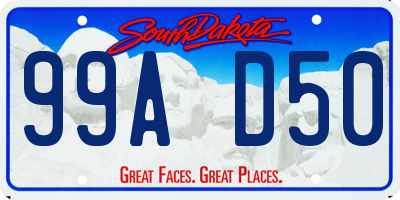 SD license plate 99AD50