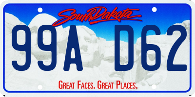 SD license plate 99AD62