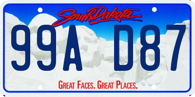 SD license plate 99AD87