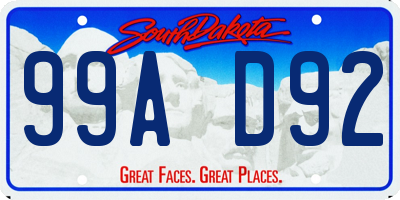 SD license plate 99AD92