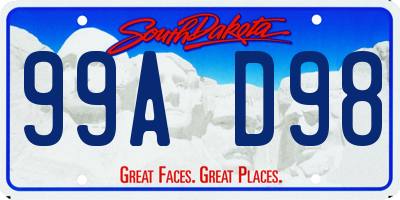 SD license plate 99AD98