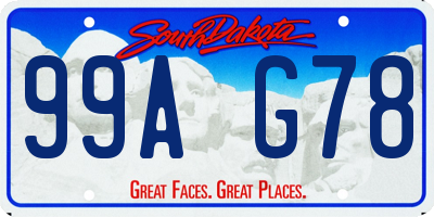 SD license plate 99AG78