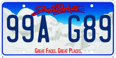 SD license plate 99AG89