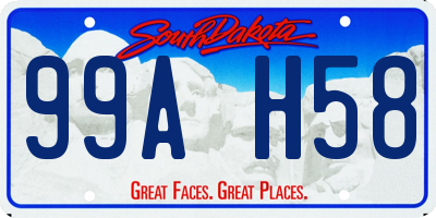 SD license plate 99AH58