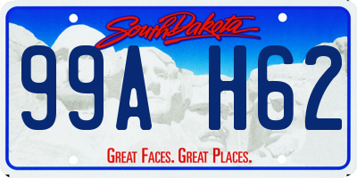 SD license plate 99AH62