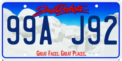 SD license plate 99AJ92