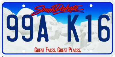 SD license plate 99AK16