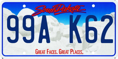 SD license plate 99AK62