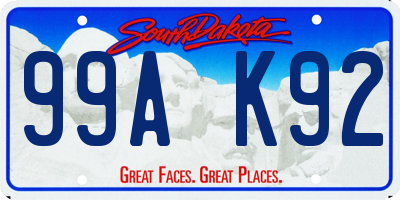 SD license plate 99AK92