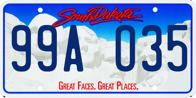 SD license plate 99AO35