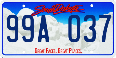 SD license plate 99AO37