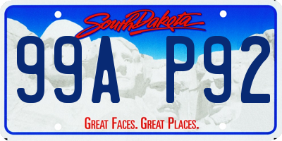 SD license plate 99AP92