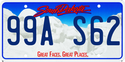 SD license plate 99AS62