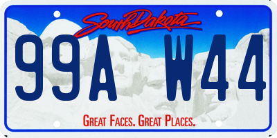 SD license plate 99AW44