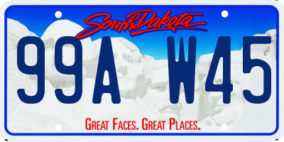SD license plate 99AW45
